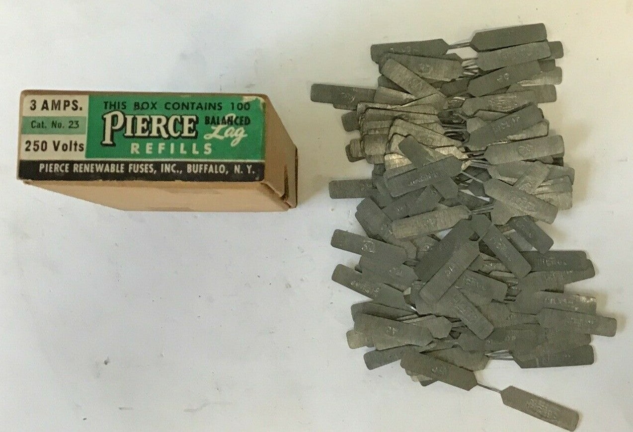 PIERCE 23 RENEWABLE FUSE LINKS 3A 250 VOLT REFILLS****LOTOF100***