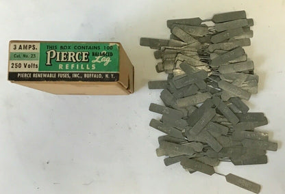 PIERCE 23 RENEWABLE FUSE LINKS 3A 250 VOLT REFILLS****LOTOF100***