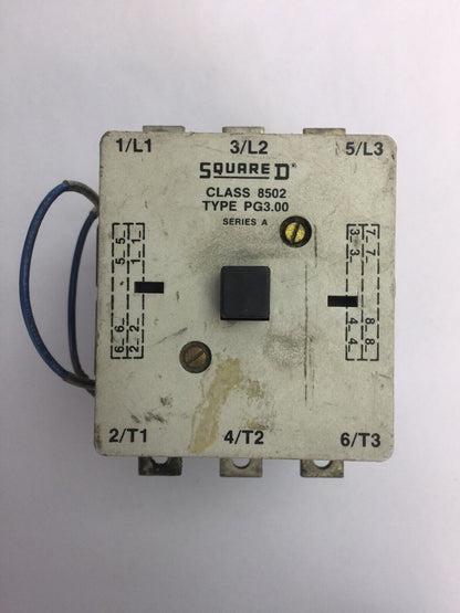 SQUARE D 8502 PG3.00 CONTACTOR 600VAC 100A 60HP 3 POLE 3 PHASE