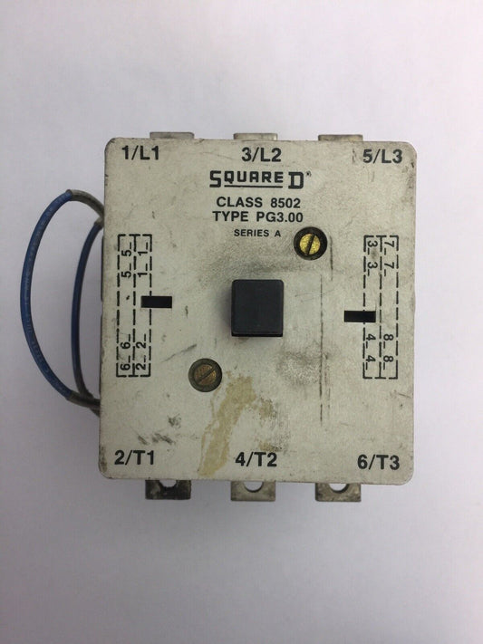 SQUARE D 8502 PG3.00 CONTACTOR 600VAC 100A 60HP 3 POLE 3 PHASE