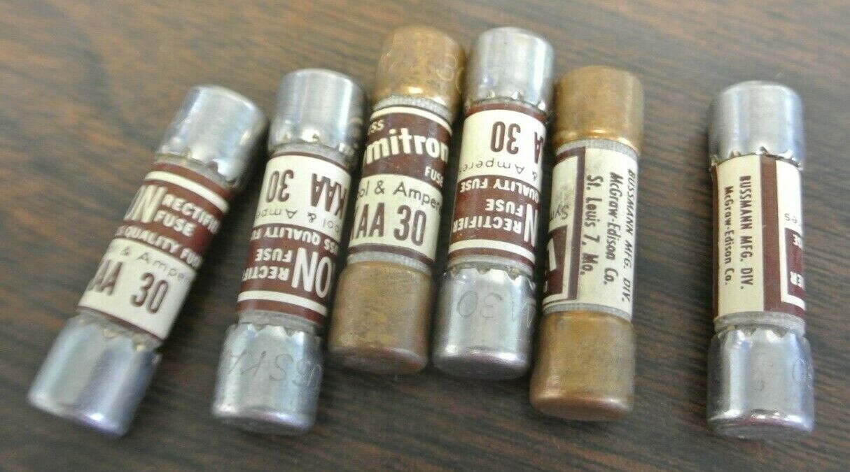 LOT of 6 / BUSSMANN / TRON KAA30 RECTIFIER FUSES / 130V / 30A / NEW SURPLUS