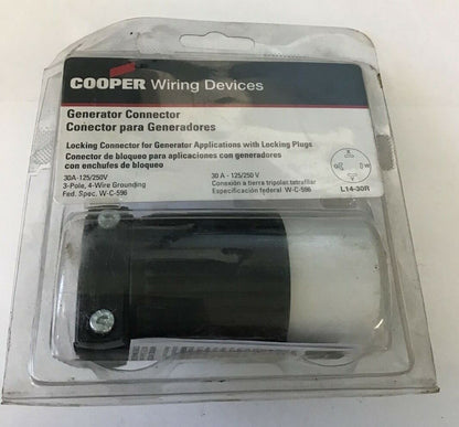 COOPER L14-30R WIRING DEVICES GENERATOR CONNECTOR 30A 125-250V 3POLE