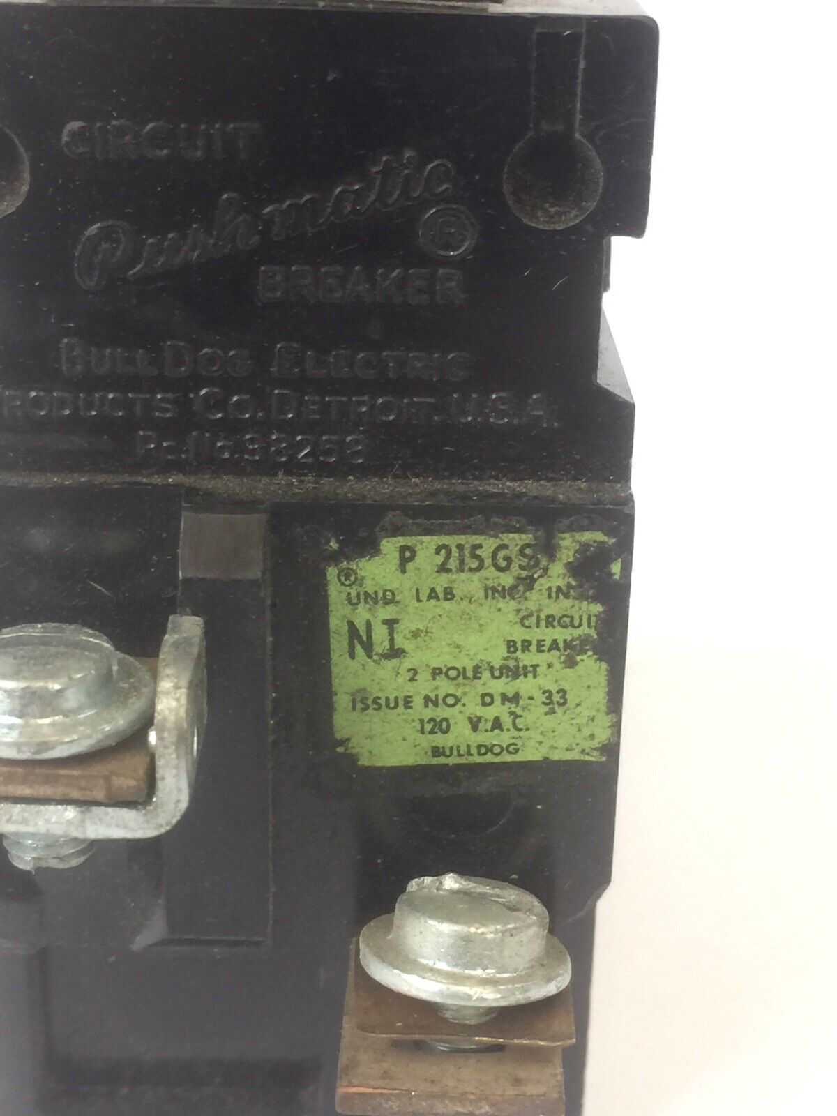 BULL DOG ITE P215GS PUSHMATIC CIRCUIT BREAKER 15A 2POLE 120VAC