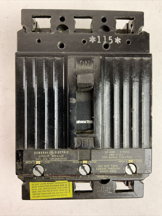 GE TEF136M2050WL CIRCUIT BREAKER 600VAC 10AMP 3POLE