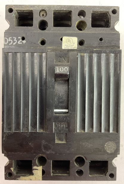 GE TED134Y100 MOLDED CASE SWITCH 100AMP 480VAC 3POLE