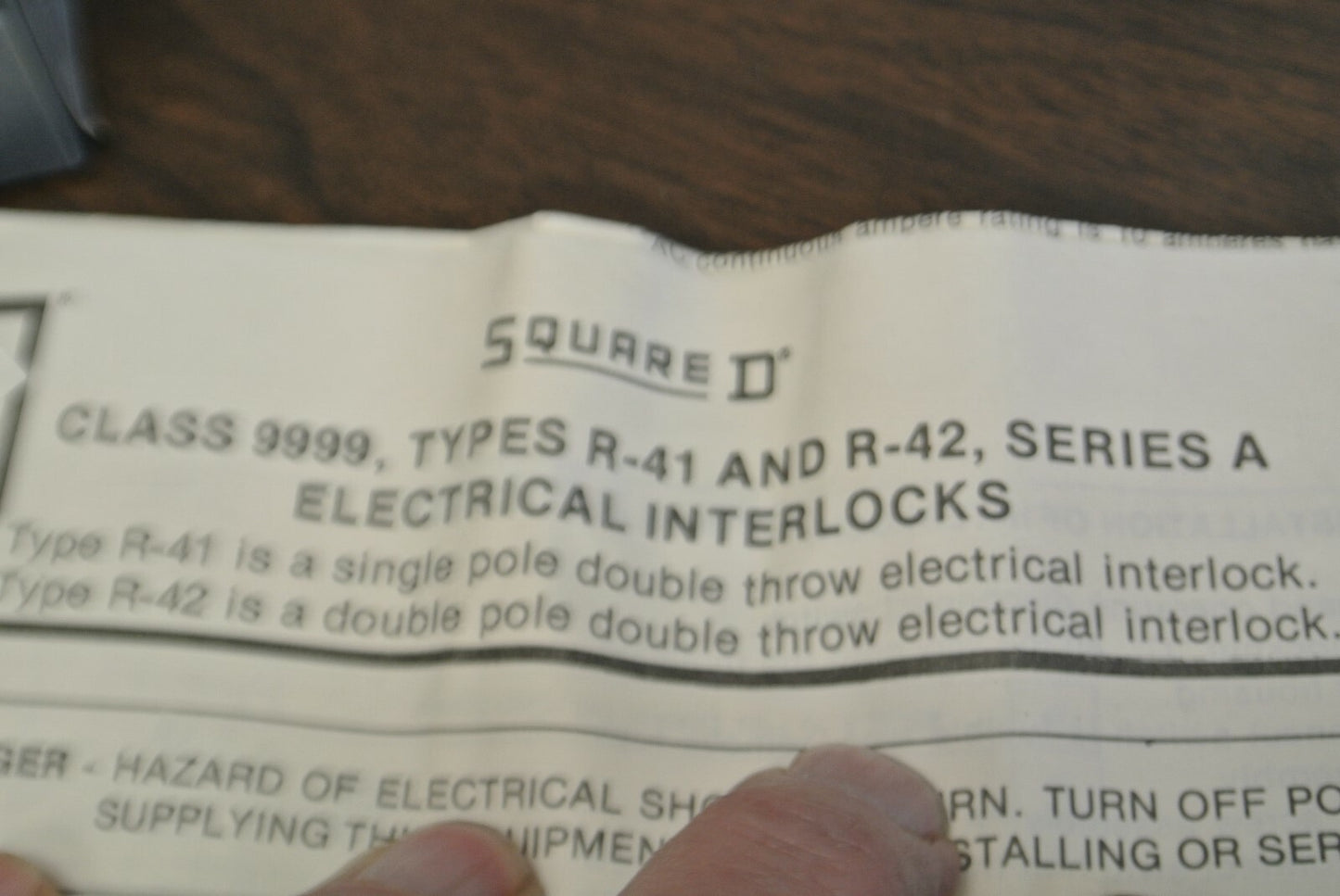 SQUARE D / 9999 R42 / ELECTRICAL INTERLOCK / 0-600V / NEW SURPLUS / LESS BRACKET