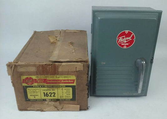 FEDERAL ELECTRIC 1622 TYPE A FUSIBLE SAFETY SWITCH 3P, 60A,240V,3 WIRE,2 BLADES