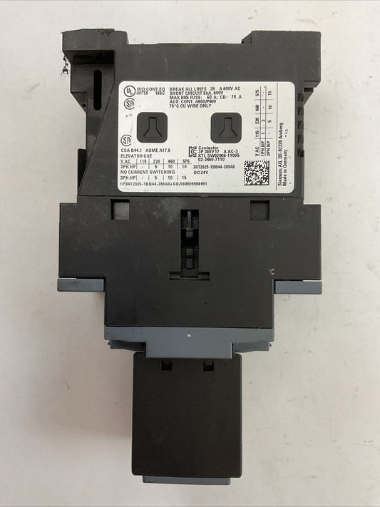 SIEMENS 3RT2025-1BB44-3MA0 CONTACTOR 600VAC 3PH 15HP COIL 24VDC