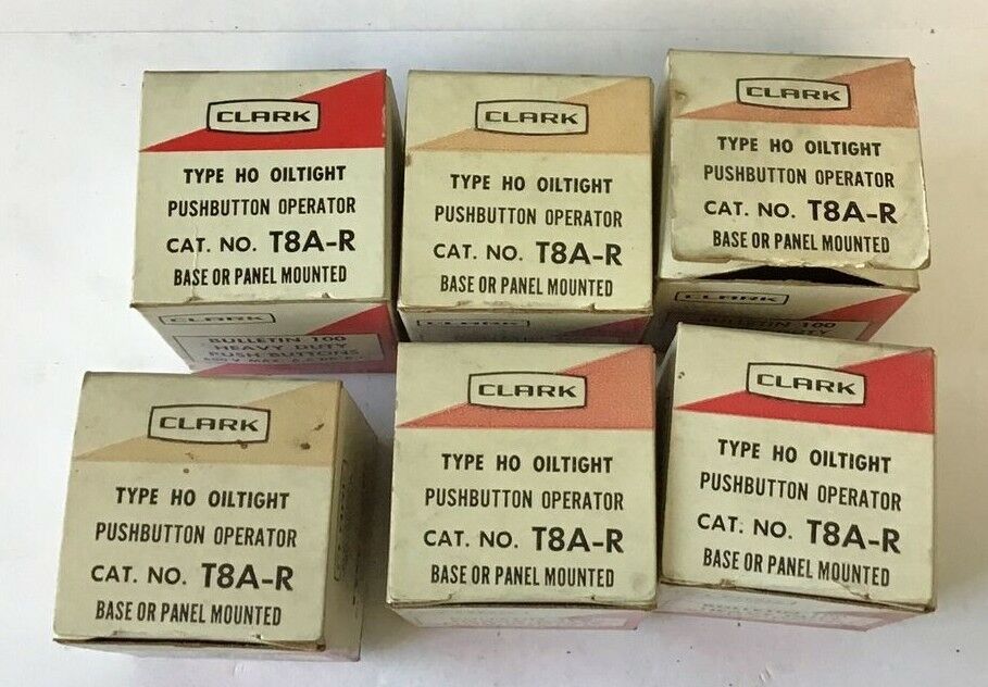 CLARK T8A-R PUSHBUTTON OPERATOR OILTIGHT TYPE HO ***LOTOF6***