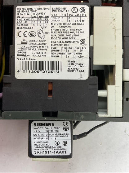 SIEMENS STARTER 3RK1301-0DB00-0AA2 3RV1011-0DA10 3RH1911-1AA01 3RK1903-0AB10