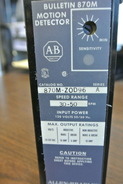 ALLEN-BRADLEY 870M-ZOD96 Ser. A / MOTION DETECTOR 30-50 RPM / 120V / NEW SURPLUS