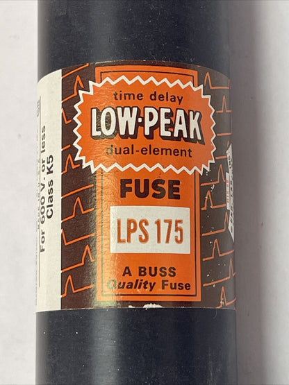 BUSS LPS175 TIME-DELAY LOW-PEAK DUAL-ELEMENT FUSE 175AMP 600V CLASS K5