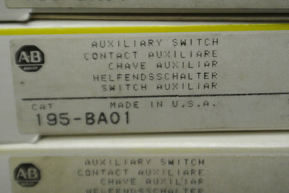 LOT of 5 / ALLEN-BRADLEY 195-BA01 AUXILIARY SWITCH / AUX. CONTACT / NEW SURPLUS