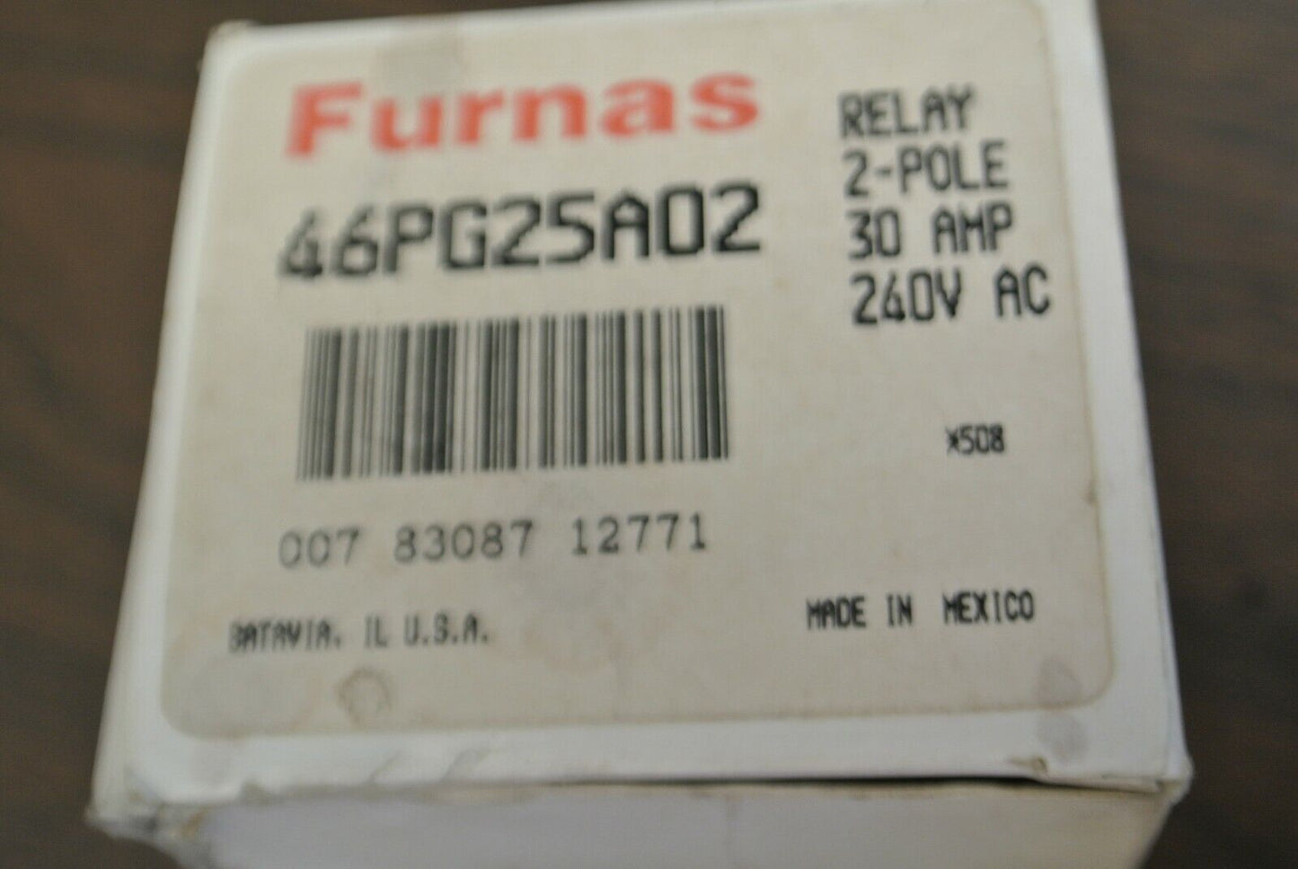 FURNAS 46PG25A02 DPDT RELAY / 240VAC / 30A / 2POLE / NEW SURPLUS in BOX