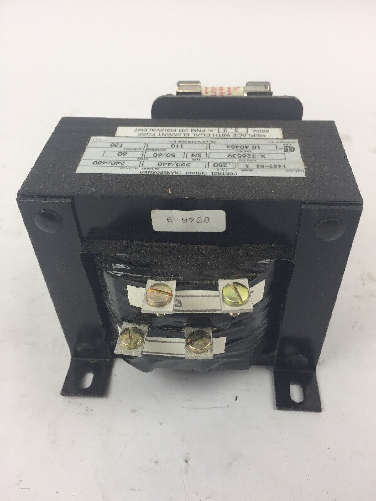 ALLEN BRADLEY 1497-N8 CONTROL CIRCUIT TRANSFORMER .250 KVA 240/480V 60HZ SER A