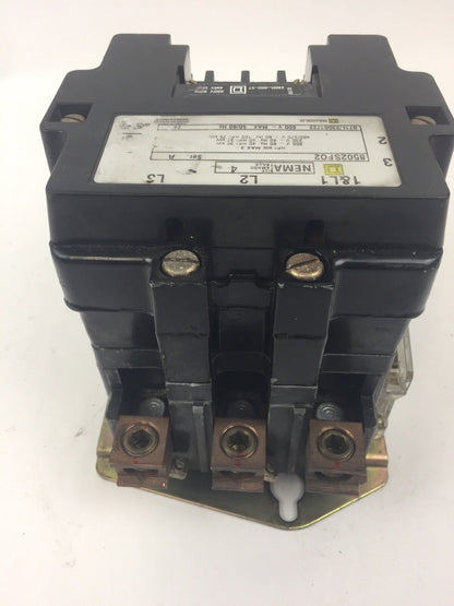 SQUARE D 8502SF02 SIZE 4 CONTACTOR 600V 50/60HZ 31091-400-57 COIL 480V 60HZ