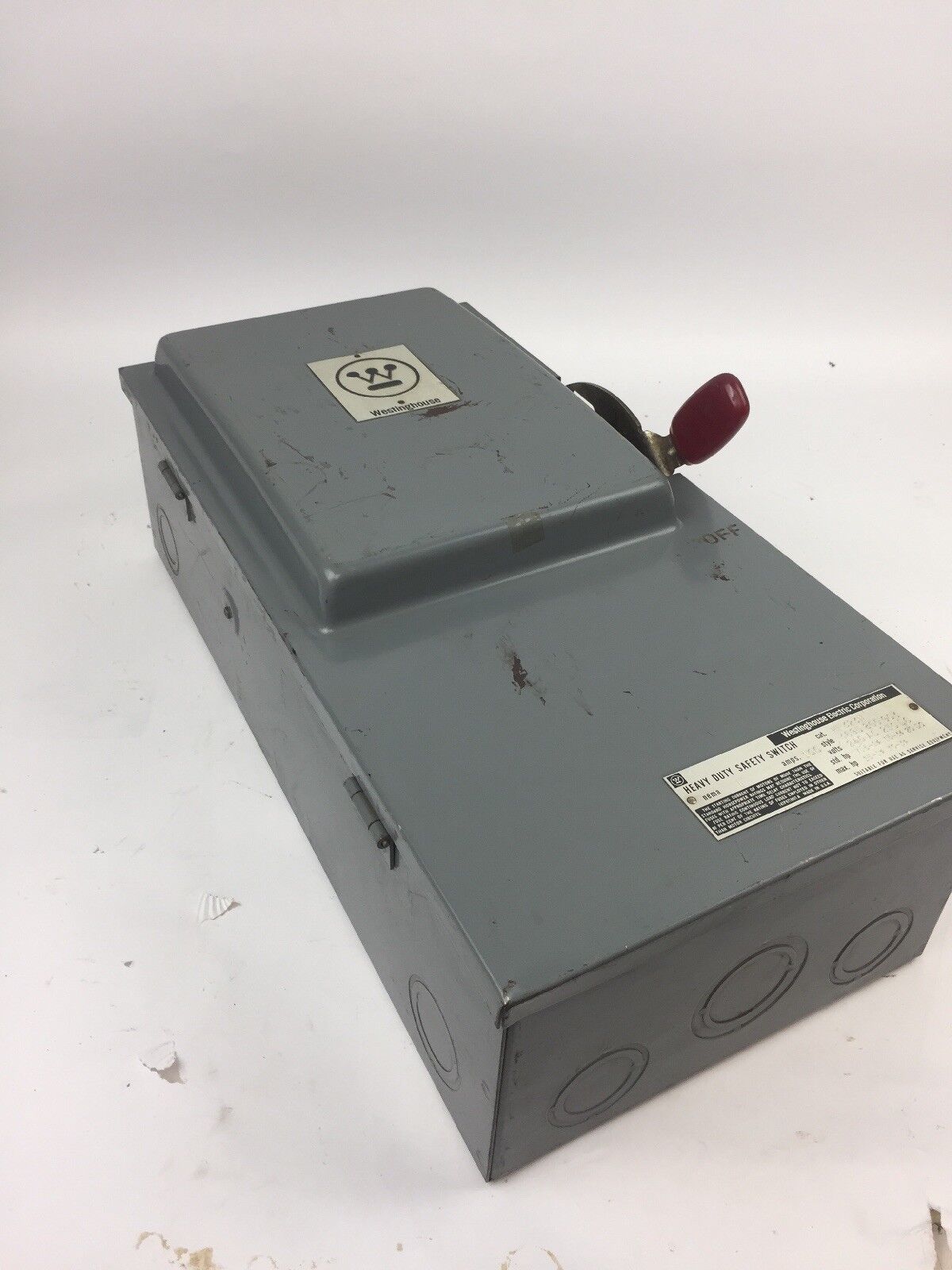 WESTINGHOUSE HF323N HEAVY DUTY SAFETY SWITCH 240 VAC 250 VDC 100 AMP NEMA 1