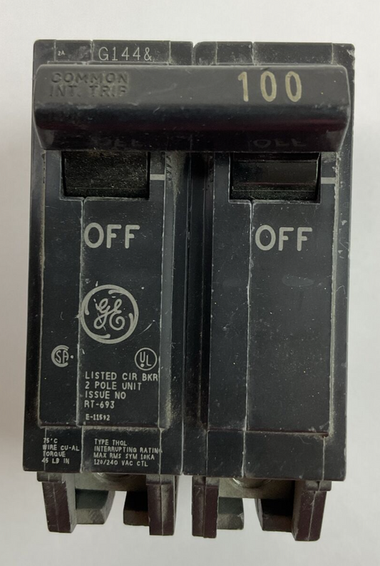 GE THQL2100 CIRCUIT BREAKER 2POLE 100AMP 120/240VAC