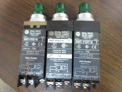 ALLEN-BRADLEY 800T-PSDT16 Ser. T DUAL INPUT PILOT LIGHT, GREEN  (EACH)