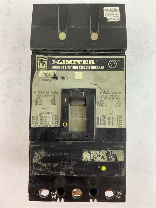 SQUARE D FI26100AC I-LIMITER CIRCUIT BREAKER 100AMP 2POLE 240/480/600VAC