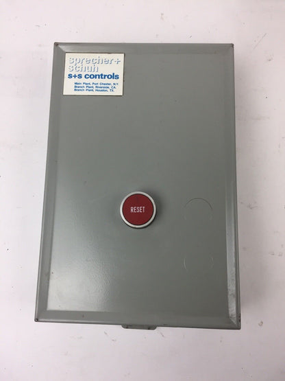 SPRECHER + SCHUH CA3-12 CONTACTOR CT3-12 OVERLOAD RELAY WITH ENCLOSURE RESET