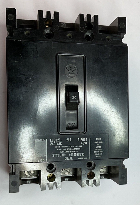 WESTINGHOUSE EB3020L CIRCUIT BREAKER 20A 3POLE 240VAC