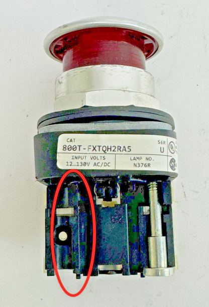 ALLEN-BRADLEY - 800T-FXTQH2RA5 SER. U - RED PUSH/PULL BUTTON *READ MISSING SCREW
