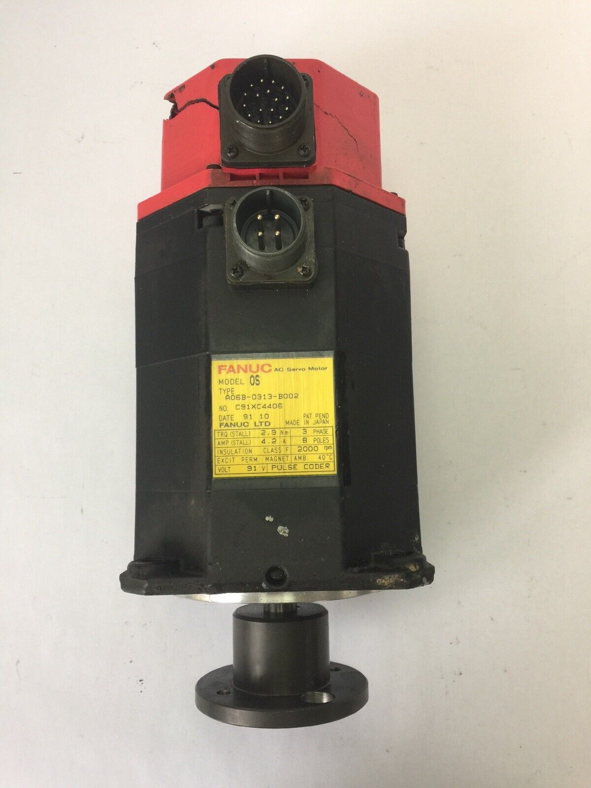 FANUC A06B-0313-B002 AC SERVO DRIVE 4.2A 3 PHASE 8 POLES 2000 RPM 91V