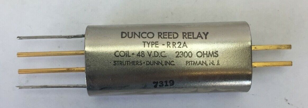 STRUTHERS-DUNN RR-2A DUNCO REED RELAY COIL 48 VDC 2300 OHMS