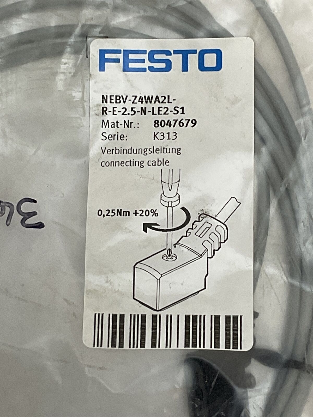 FESTO NEBV-Z4WA2L-R-E-2.5-N-LE2-S1 CONNECTING CABLE
