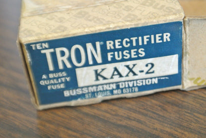 BOX of 10 / BUSSMANN / TRON KAX-2 RECTIFIER FUSE / 2A / 250V / NEW SURPLUS