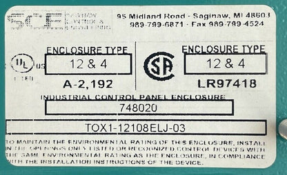 SAGINAW LR97418 INDUSTRIAL CONTROL PANEL ENCLOSURE TYPE 4 &12 TOX1-12108ELJ-03