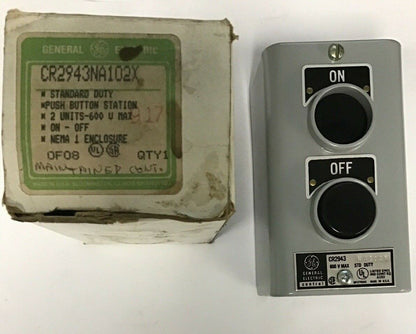 GE CR2943NA102X STANDARD-DUTY PUSHBUTTON STATION ON-OFF 600V NEMA 1 ENCLOSURE