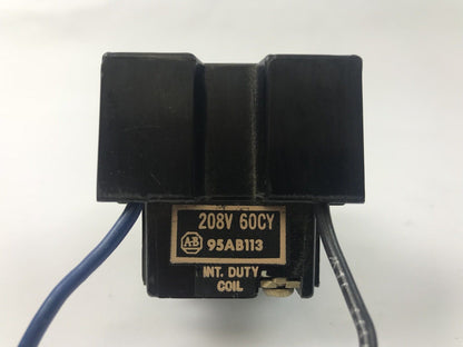 ALLEN BRADLEY 95AB113 COIL, 208V @ 60Z, INT. DUTY COIL, USED GOOD CONDITION
