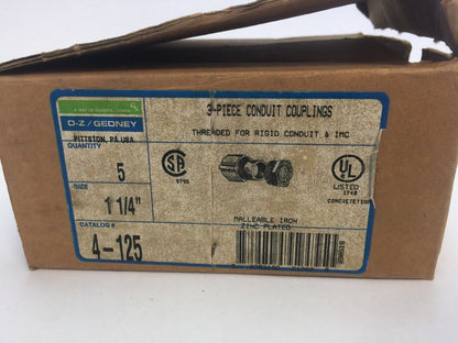 O-Z / GEDNEY 4-125 3-PIECE CONDUIT COUPLINGS 1 1/4" (BOX OF 5)