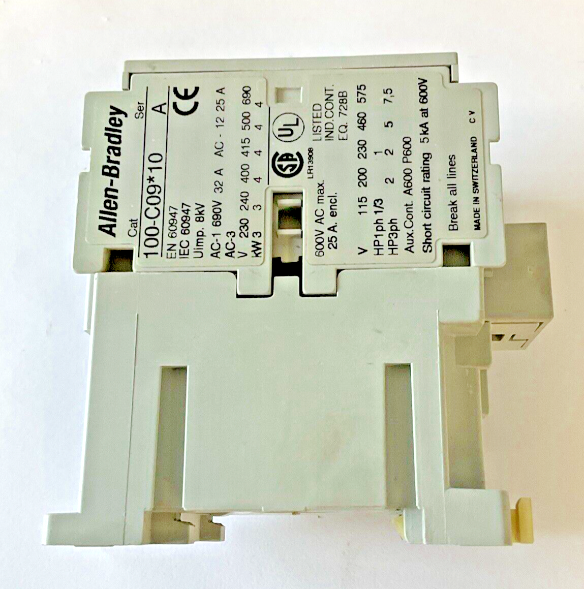 ALLEN BRADLEY 100-C09*10 CONTACTOR SER.A W/ 100-S AUX CONTACT SER.A