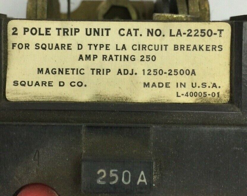 SQUARE D LA-2250-T TRIP UNIT 250AMP 2POLE MAG TRIP ADJ 1250-2500A