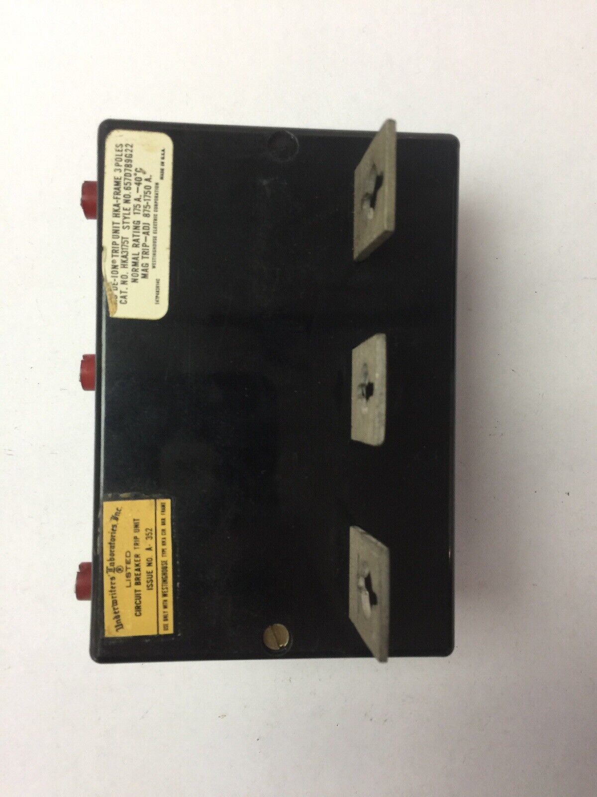 WESTINGHOUSE HKA3175T 175A TRIP UNIT 3POLE MAG TRIP-ADJ 875-1750A