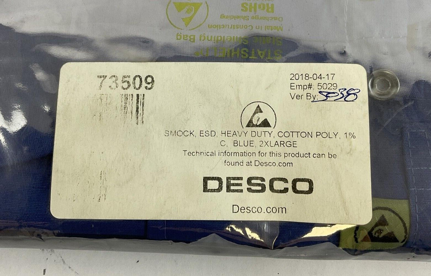 DESCO 73509 SMOCK HEAVY DUTY  2XLARGE BLUE