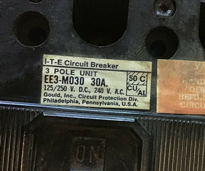 ITE EE3-M030 CIRCUIT BREAKER 125/250VDC 240VAC 30A 3POLE