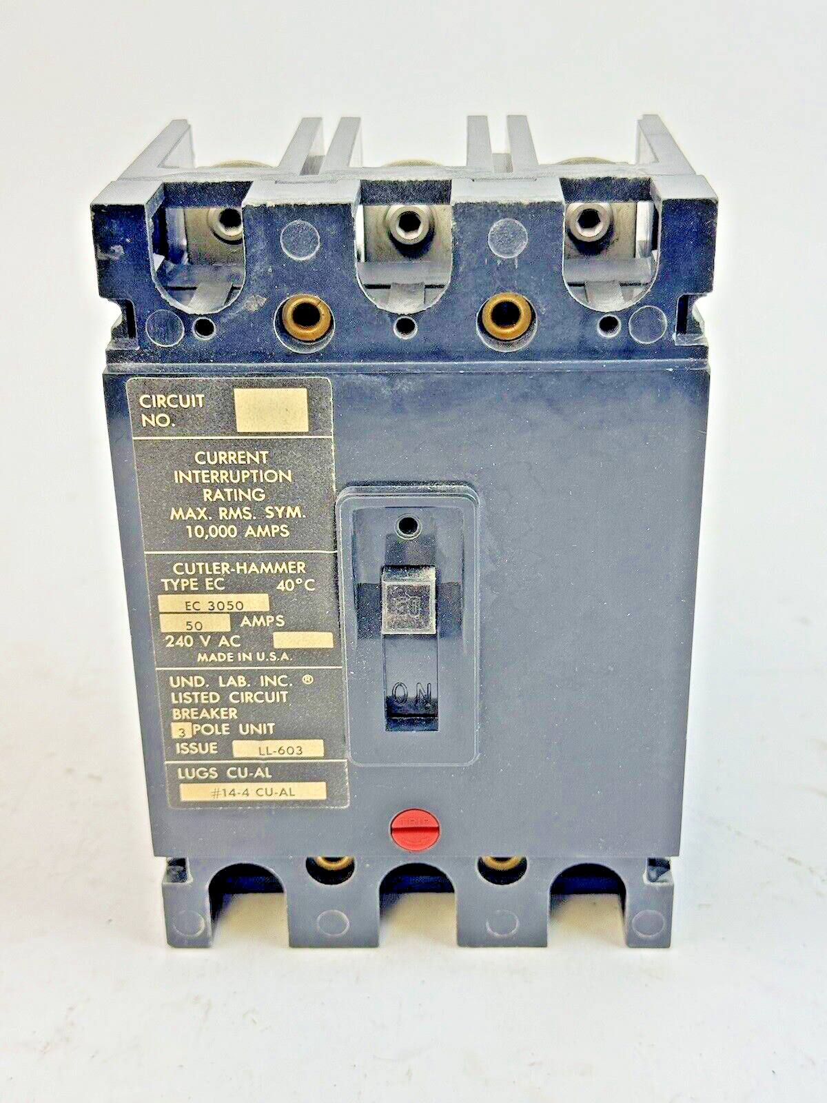 CUTLER-HAMMER - EC3050 - CIRCUIT BREAKER - 50 A, 240 VAC, 3 POLE - NEW OLD STOCK