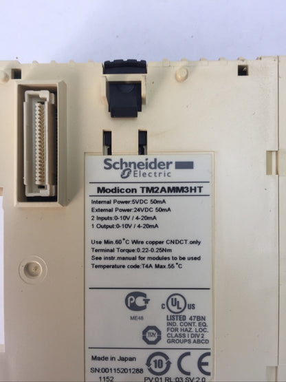 SCHNEIDER TM2AMM3HT ANALOG I/O MODULE INTERNAL POWER 5VDC EXTERNAL POWER 24VDC