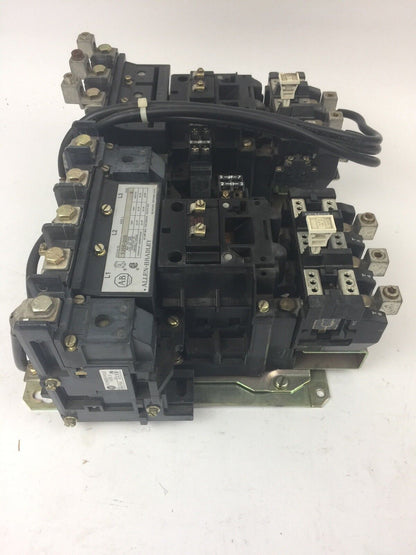 ALLEN BRADELY 520E-DOD REVERSING STARTER 600VAC 90A SIZE 3 W/2 599-P3A POWER POL