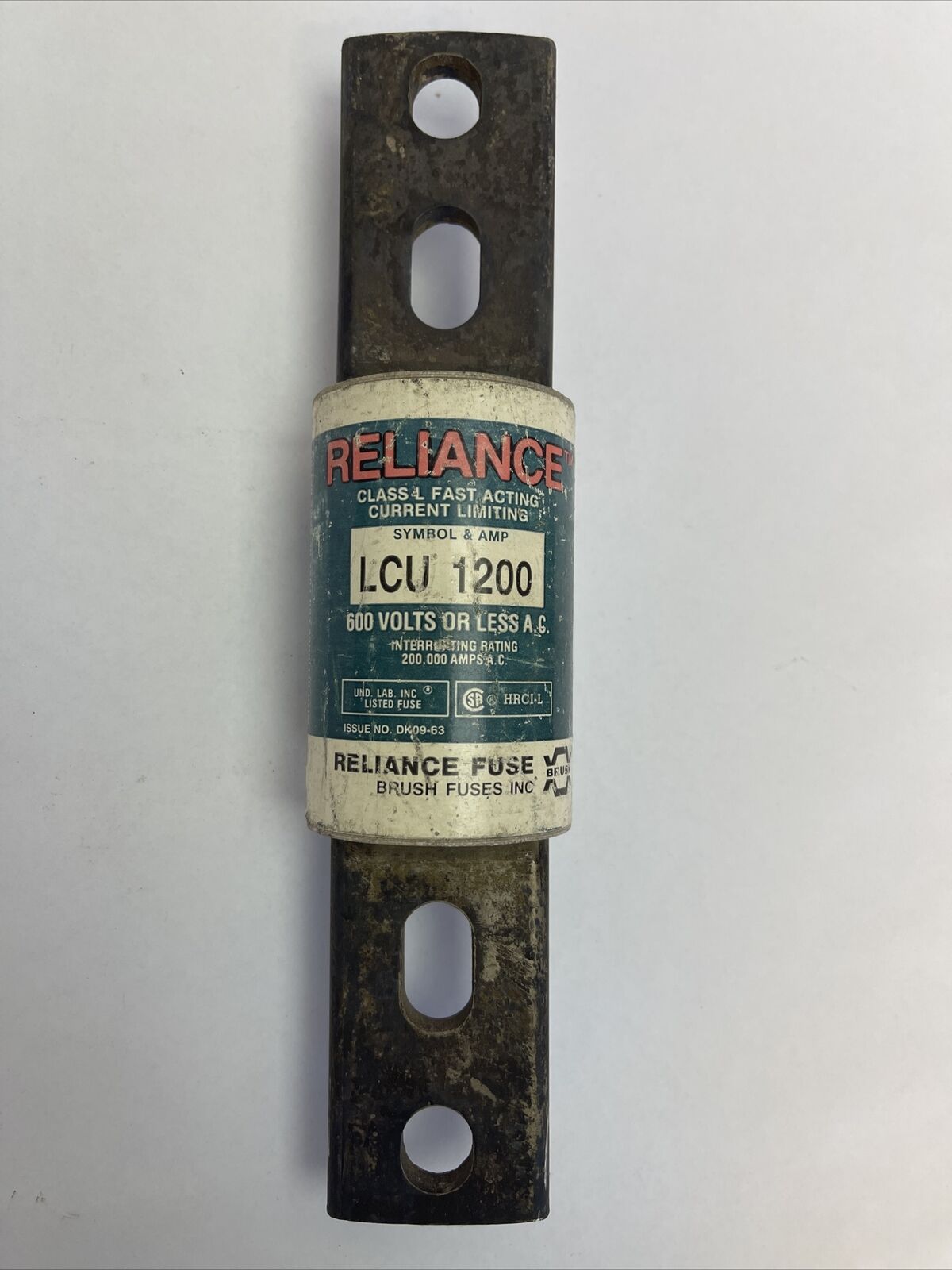 RELIANCE LCU1200 CLASS L FAST ACTING CURRENT LIMITING FUSE 1200AMP 600VAC