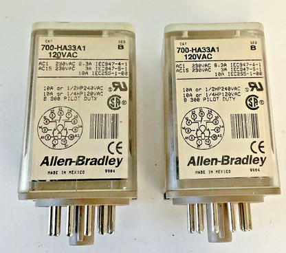 ALLEN BRADLEY 700-HA33A1 RELAY SER.B 120VAC 10A ***LOTOF2***