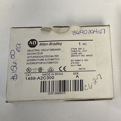 ALLEN BRADLEY 1489-A2C300 CIRCUIT BREAKER 30A 2POLE SER.A
