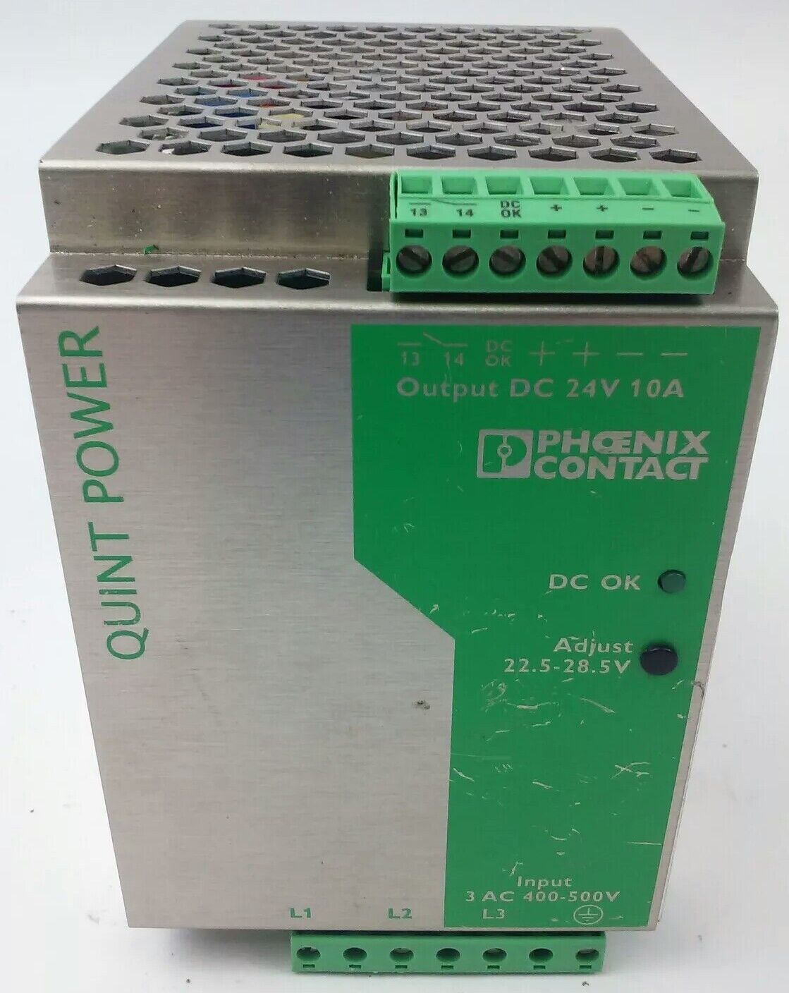 PHOENIX CONTACT POWER SUPPLY,QUINT-PS-3X400-500AC/24VDC/10 , ADJUST 22.5-28.5V