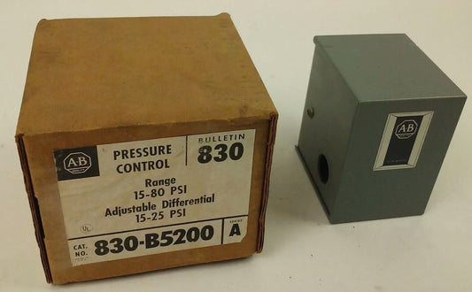 ALLEN BRADLEY, 830-B5200, SER. A, PRESSURE CONTROL, RANGE 15-80, DIFF 15-25, NEW