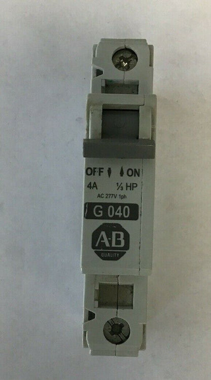 ALLEN BRADLEY 1492-CB1G040 SER. C  MINIATURE CIRCUIT BREAKER1 POLE 4A 1/3HP 277V