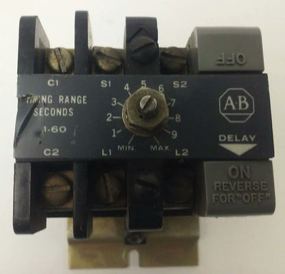 ALLEN BRADLEY 852S-NSC SER.F SOLID STATE TIMER, 1-60 SECONDS TIME DELAY RANGE